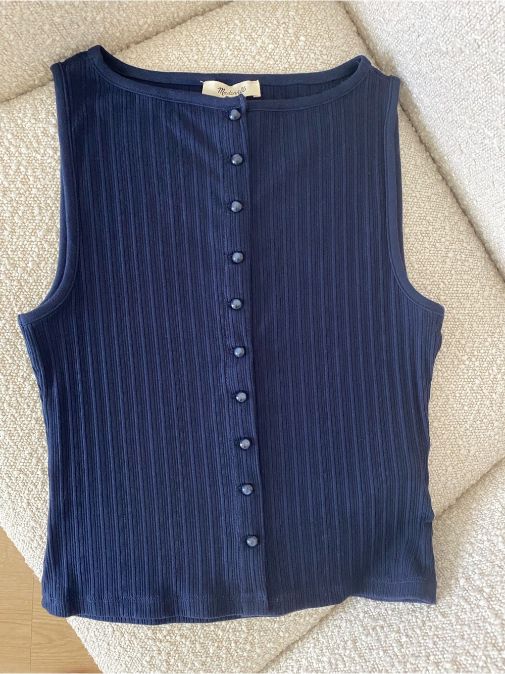 Madewell Navy Ribbed Crewneck Shell Top Size XS